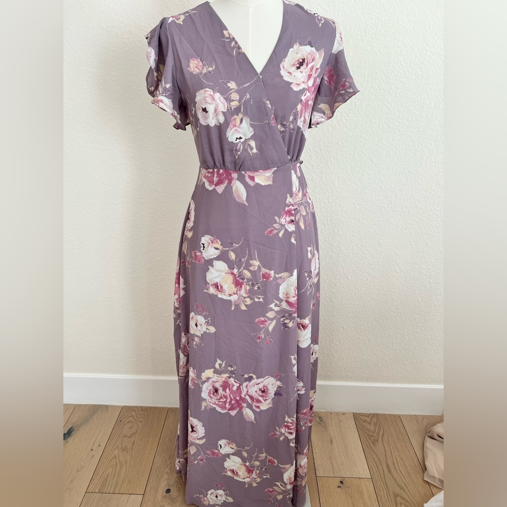 Purple Ruffled Wrap Maxi Dress